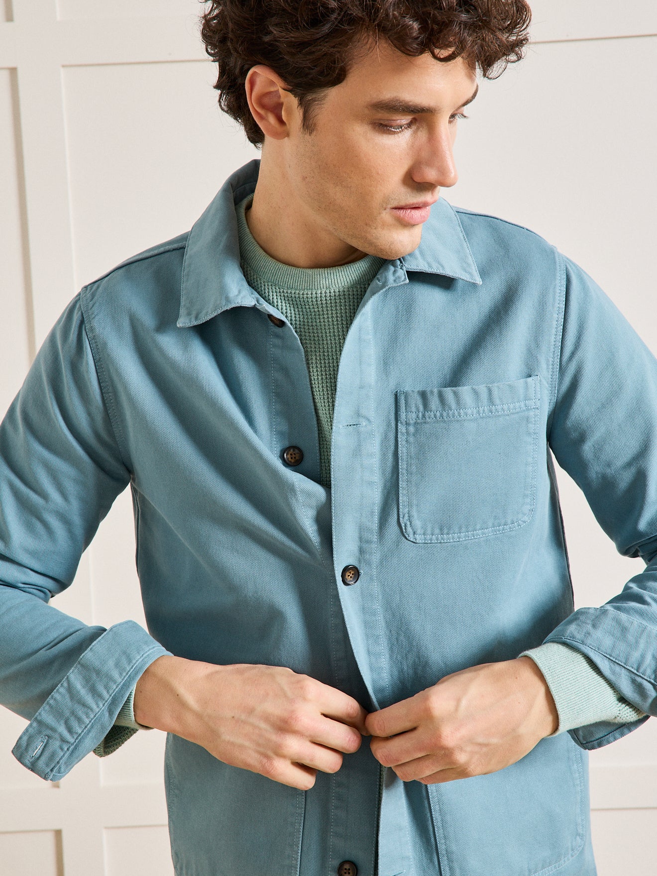 Herrenjacke im Working-Esprit - Twill aus recycelter Baumwolle