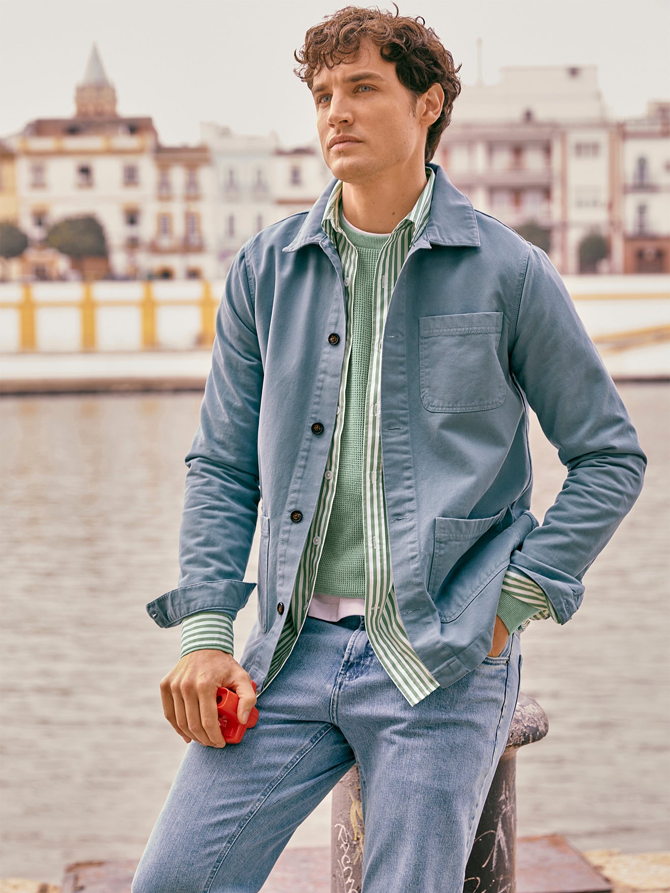 Herrenjacke im Working-Esprit - Twill aus recycelter Baumwolle