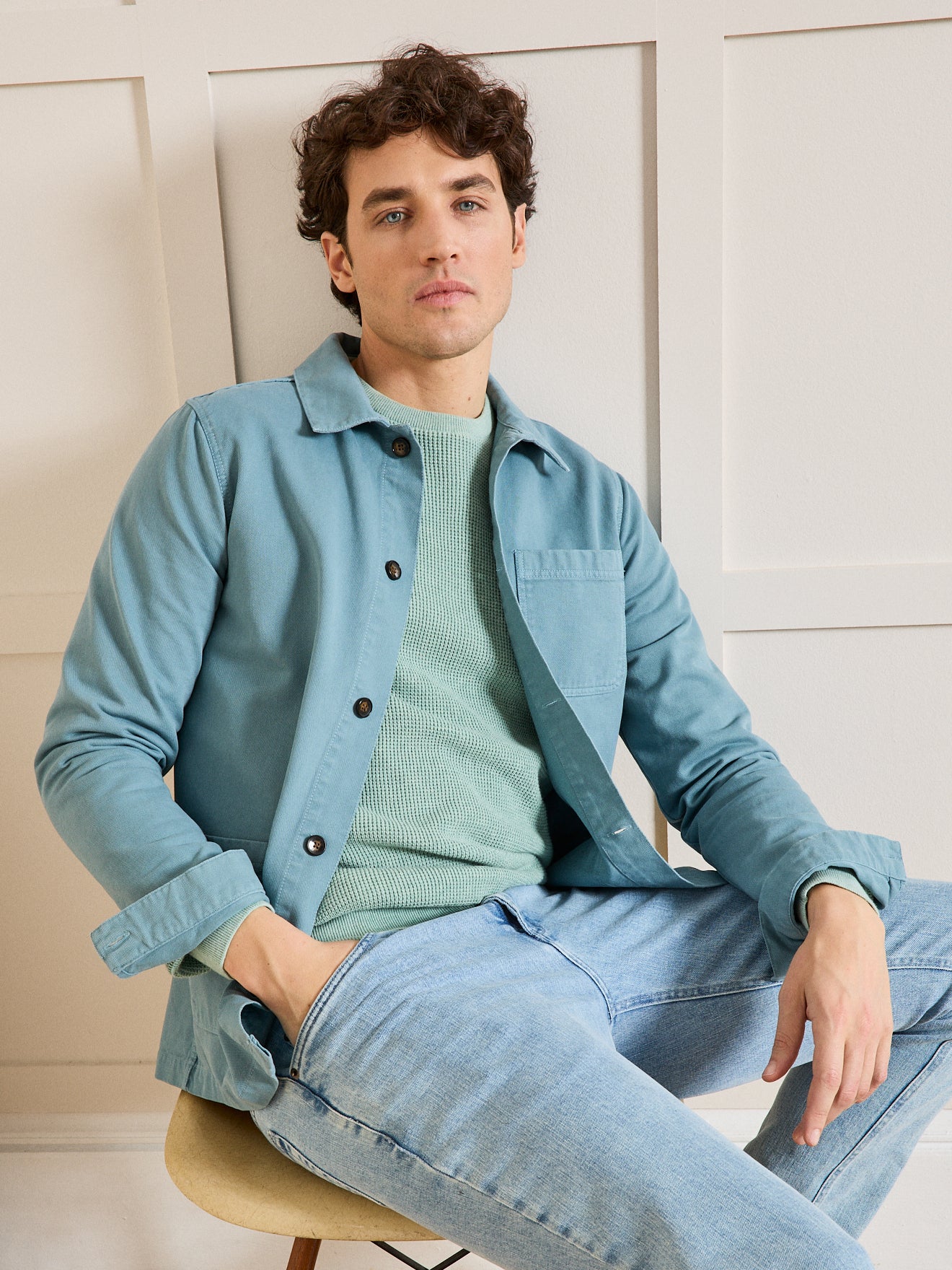 Herrenjacke im Working-Esprit - Twill aus recycelter Baumwolle