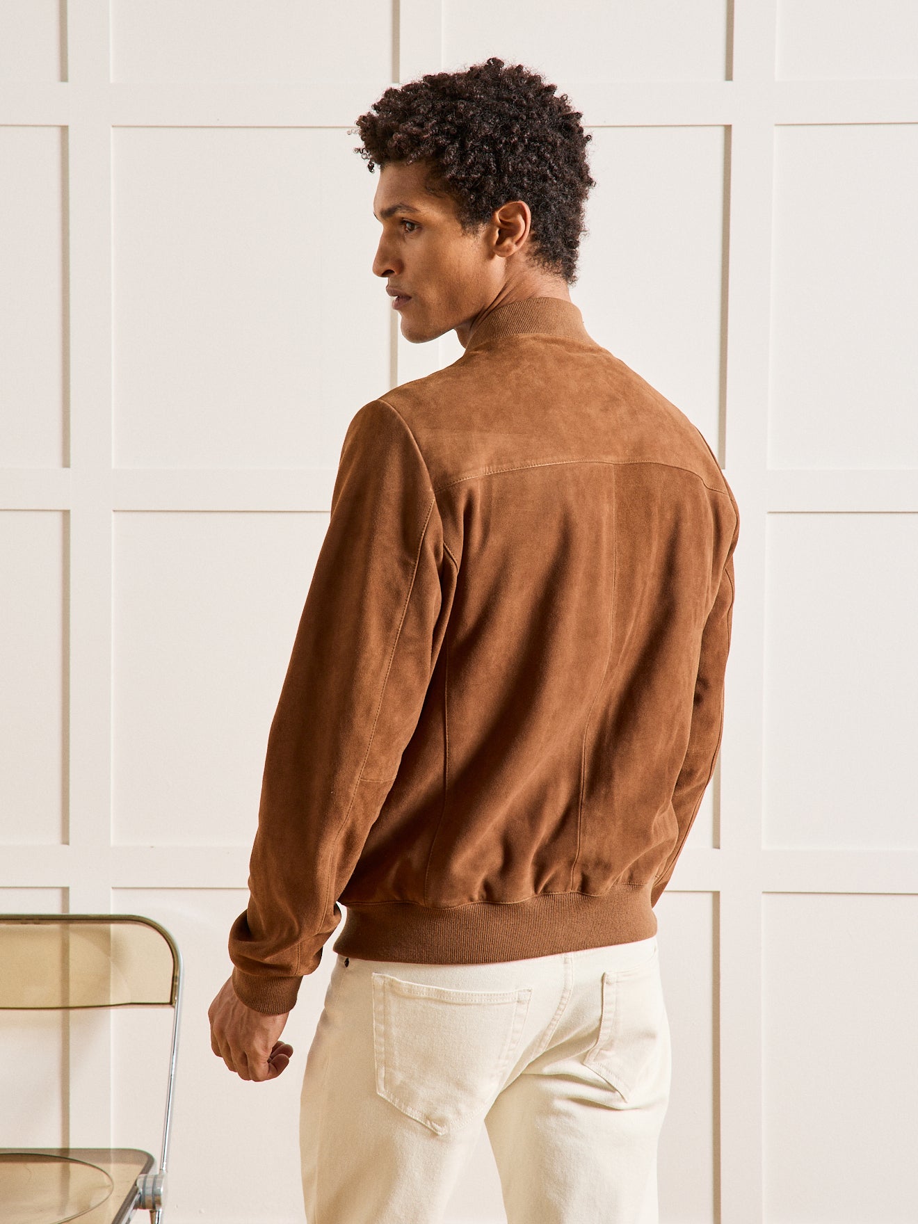 Blouson zippé velours de chèvre homme