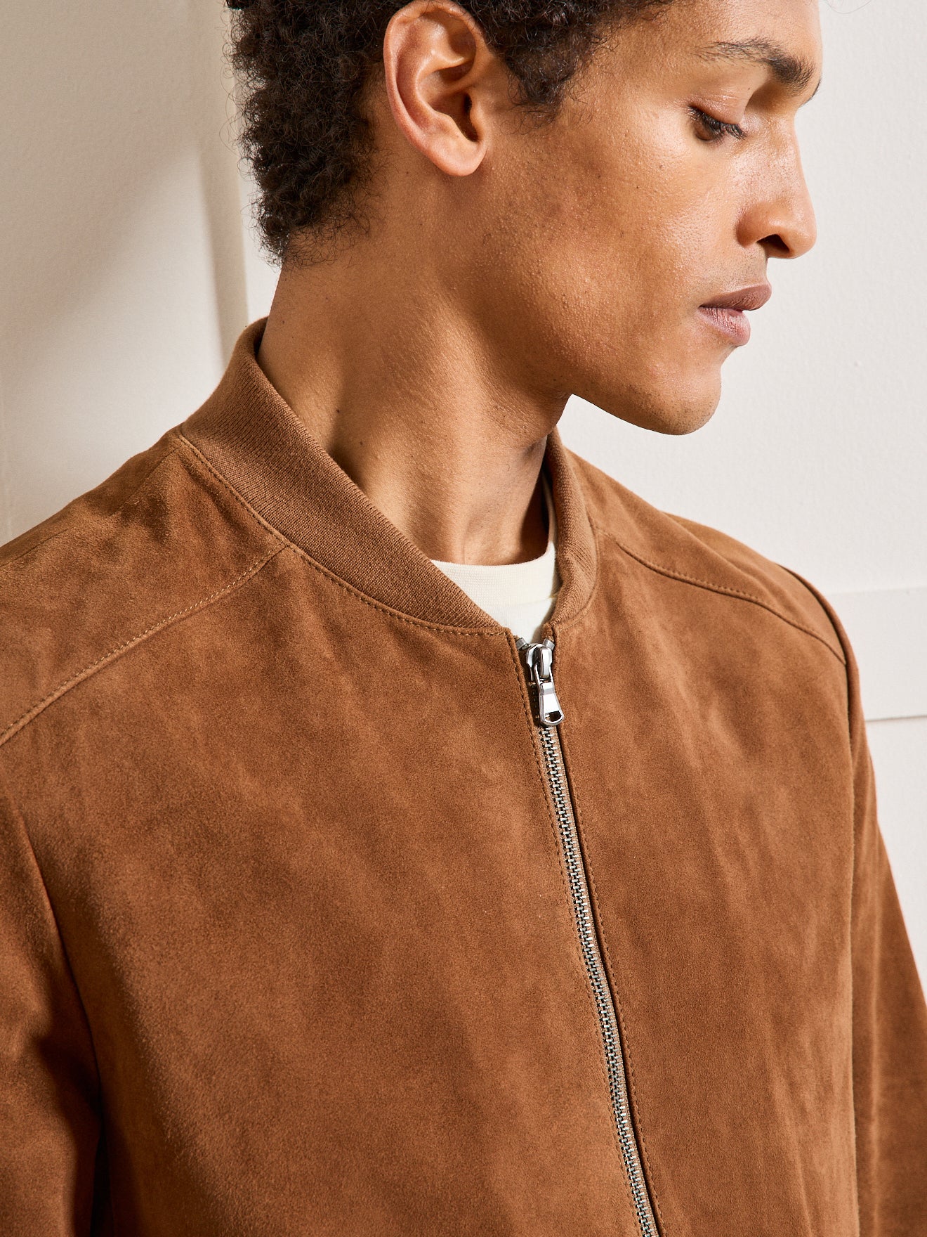 Blouson zippé velours de chèvre homme