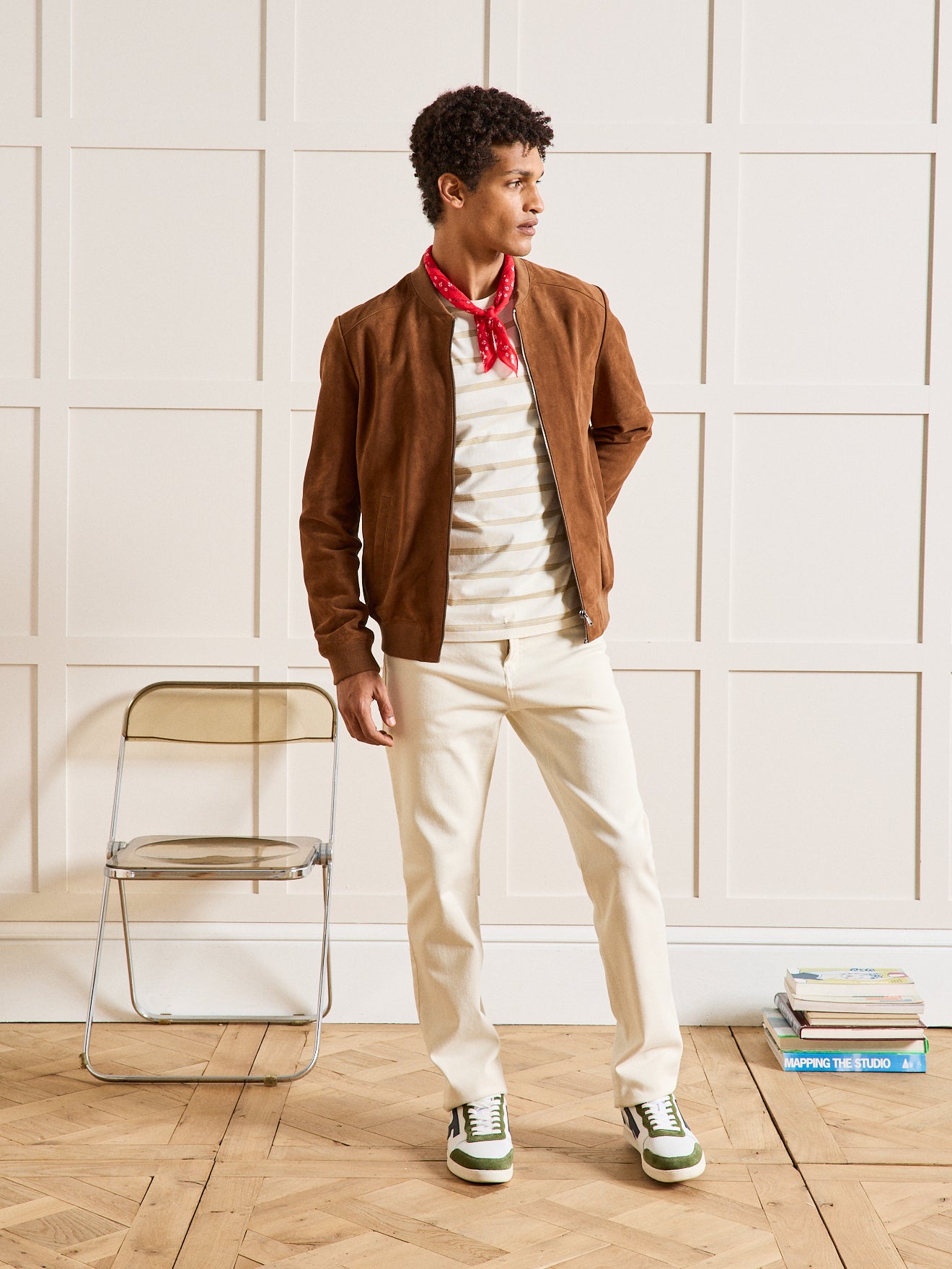 Blouson zippé velours de chèvre homme