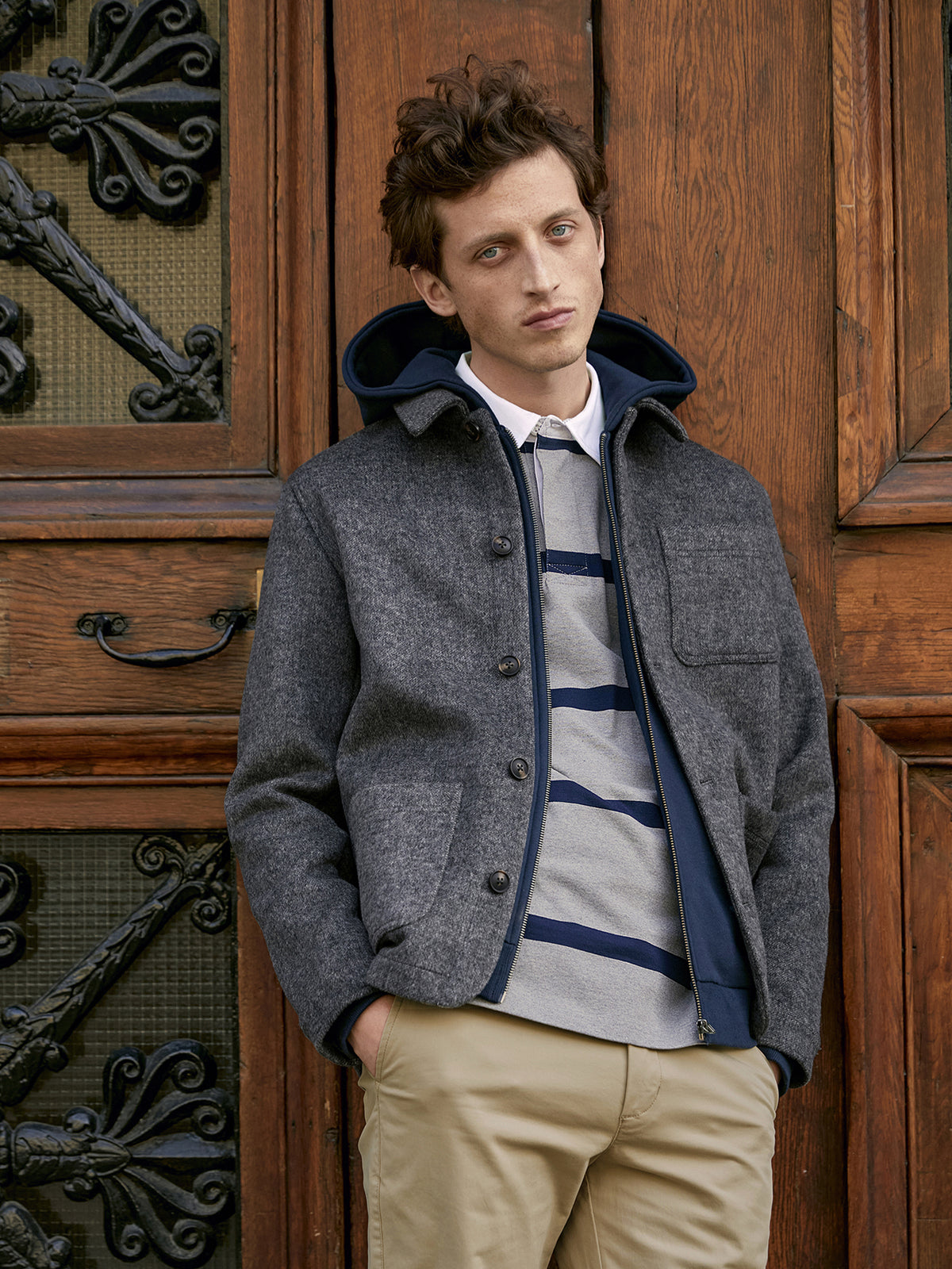 Veste lainage double face homme