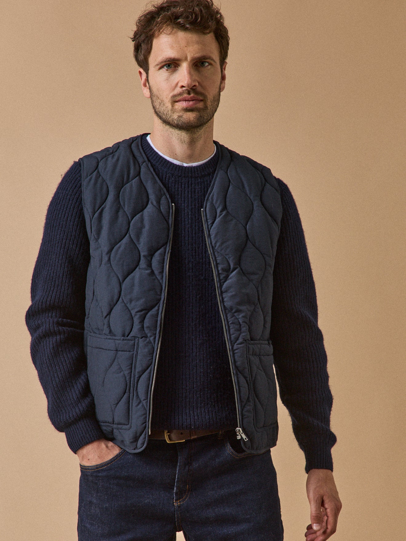 Blouson zippé matelassé sans manches homme