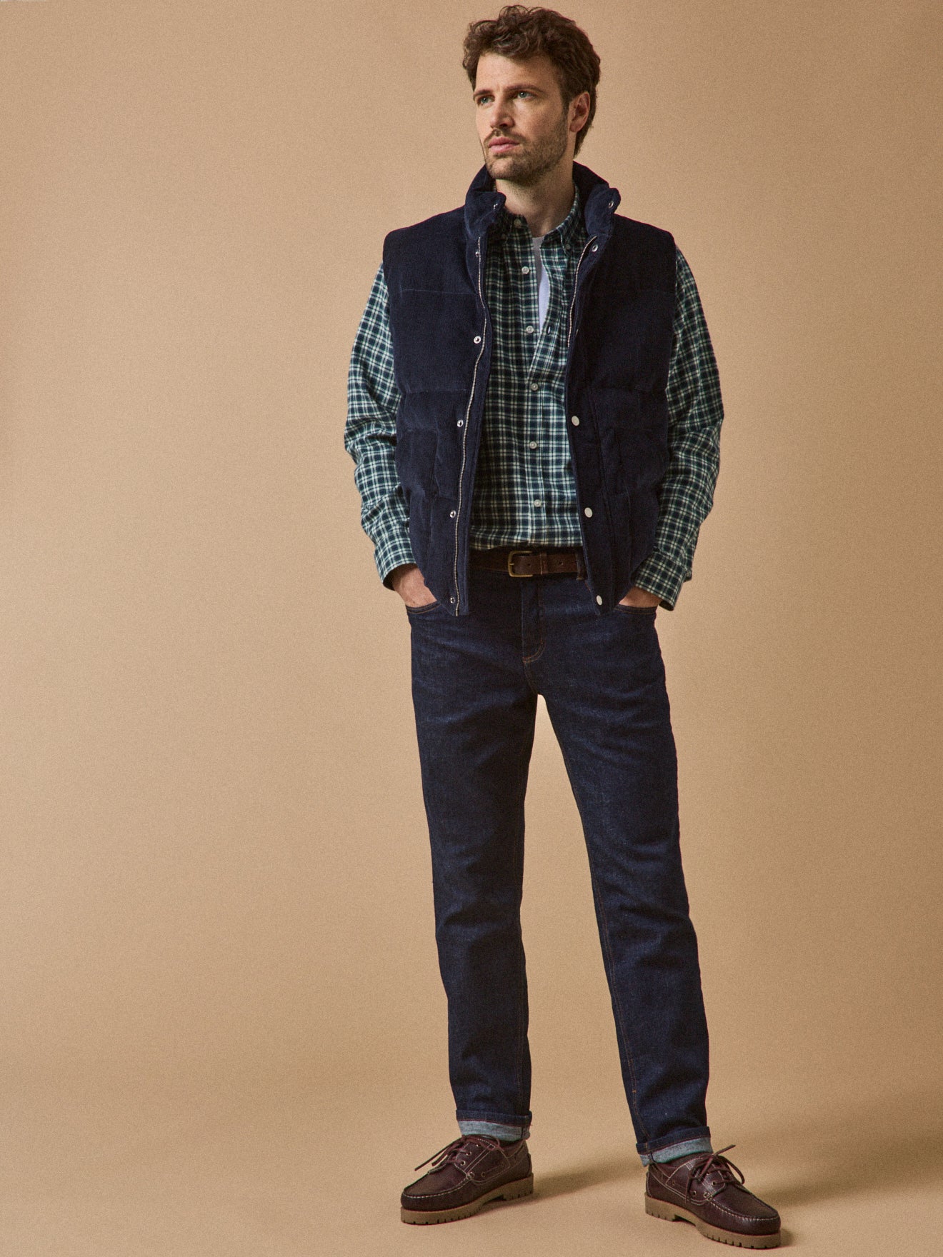 Veste matelassée sans manches velours homme