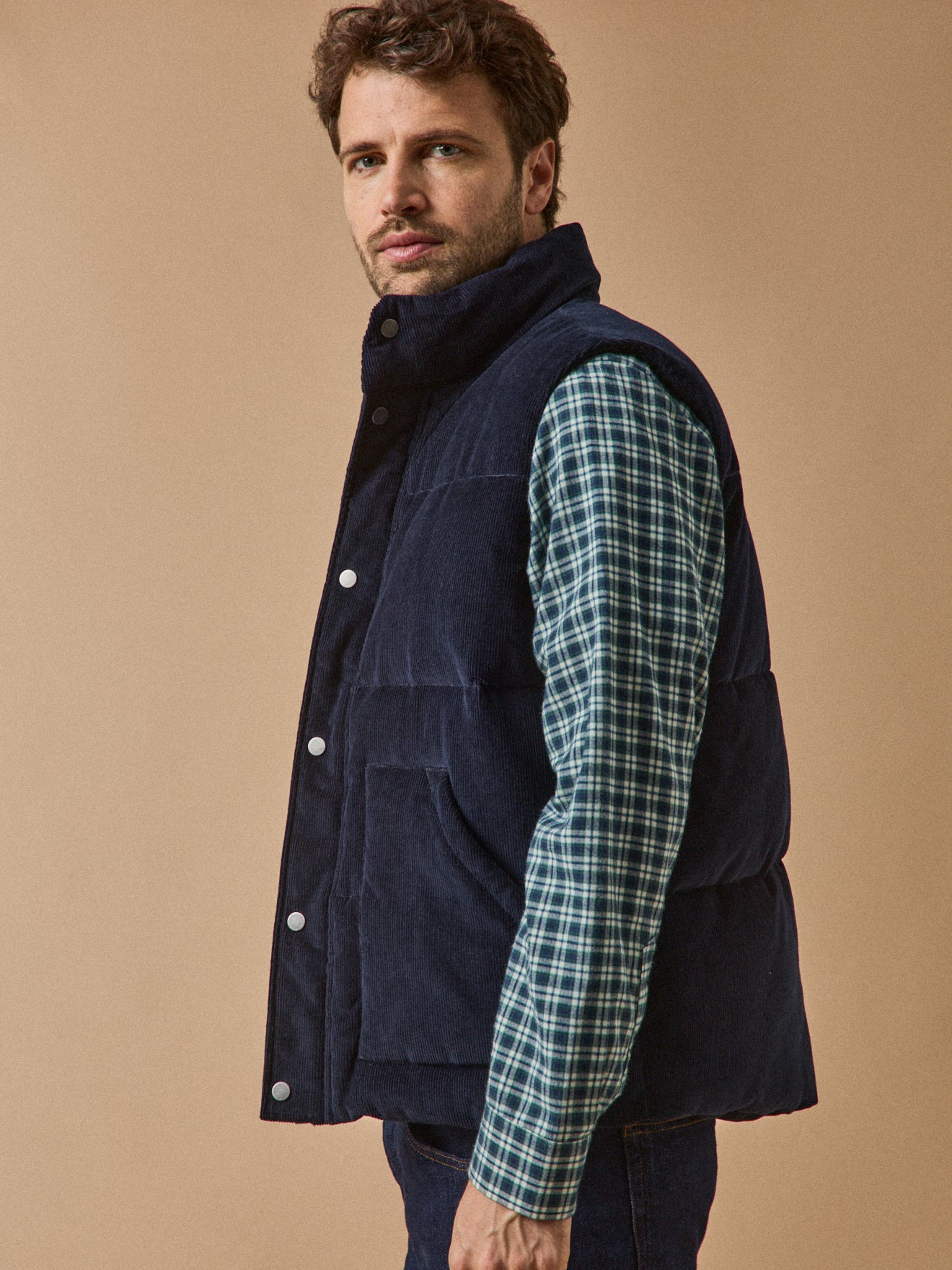 Veste matelassée sans manches velours homme