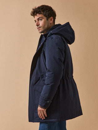 Parka longue capuche fourrée homme