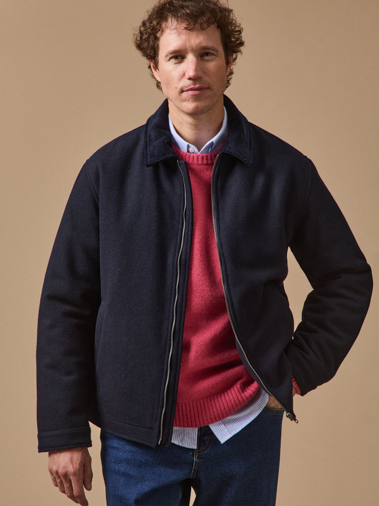 Blouson aviateur lainage chaud homme