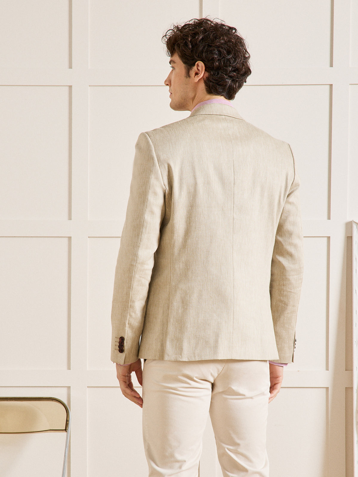Veste de costume homme tissu coton et lin