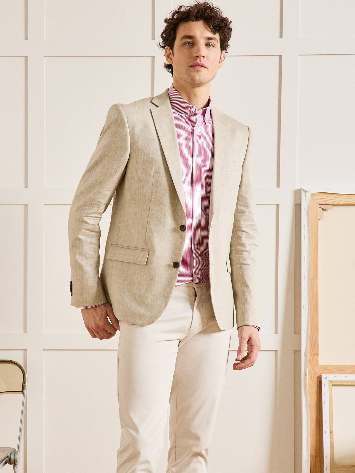 Veste de costume homme tissu coton et lin