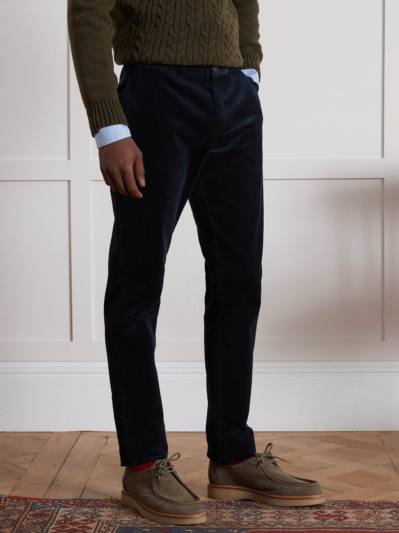 Regular Fit Herren-Chinohose aus Velours