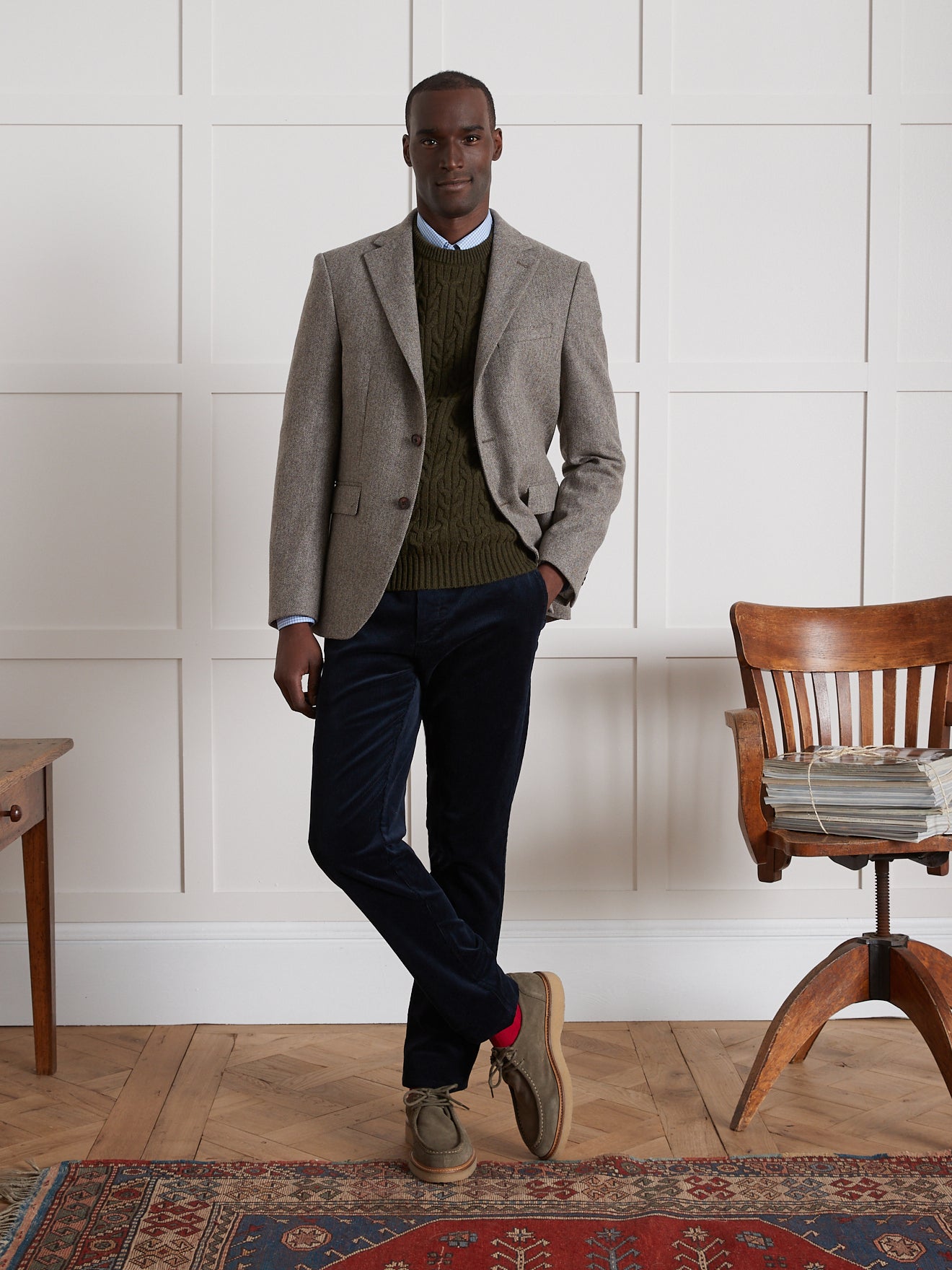 Regular Fit Herren-Chinohose aus Velours