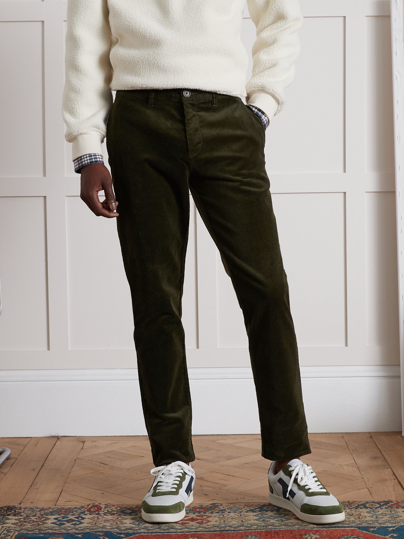 Regular Fit Herren-Chinohose aus Velours