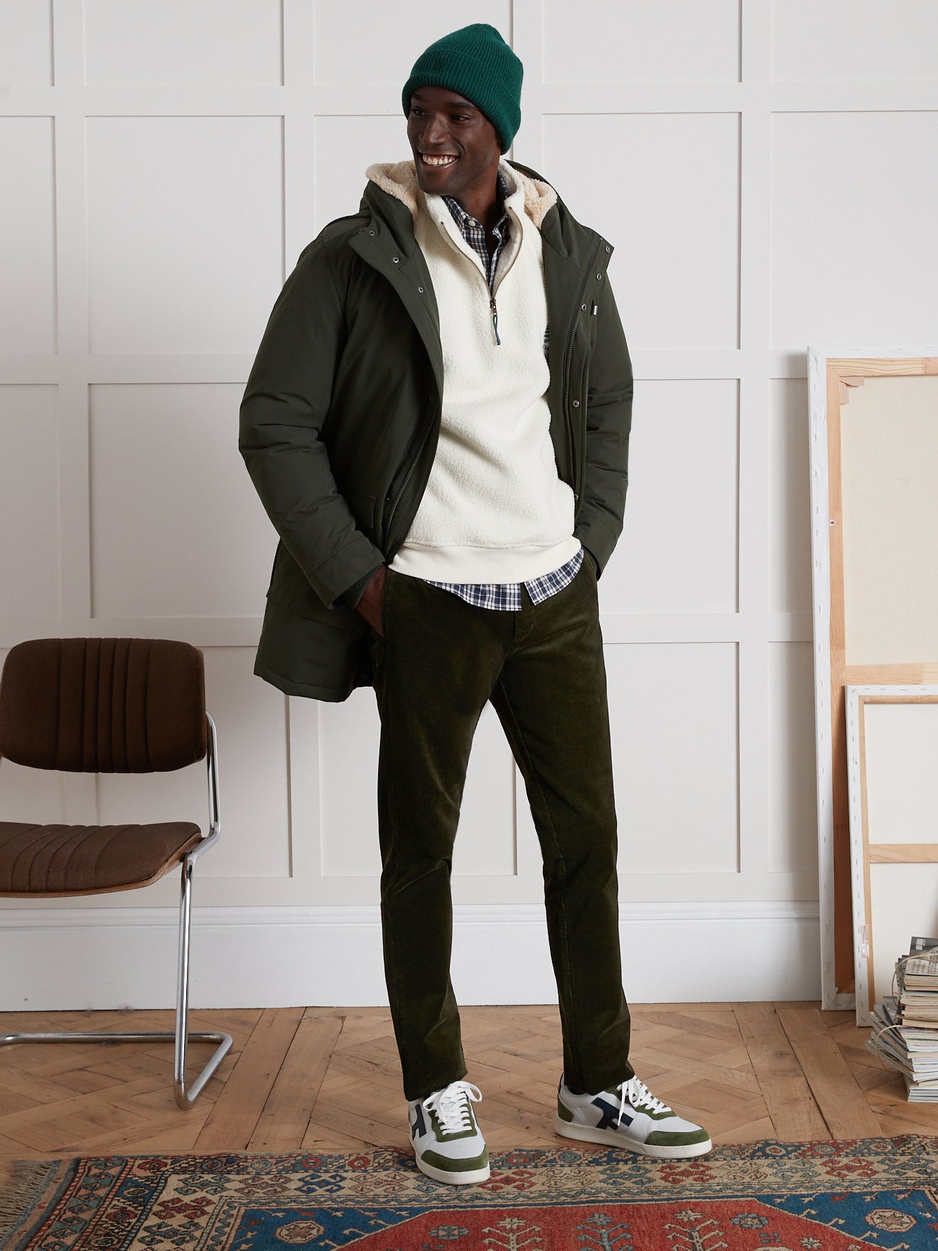 Regular Fit Herren-Chinohose aus Velours