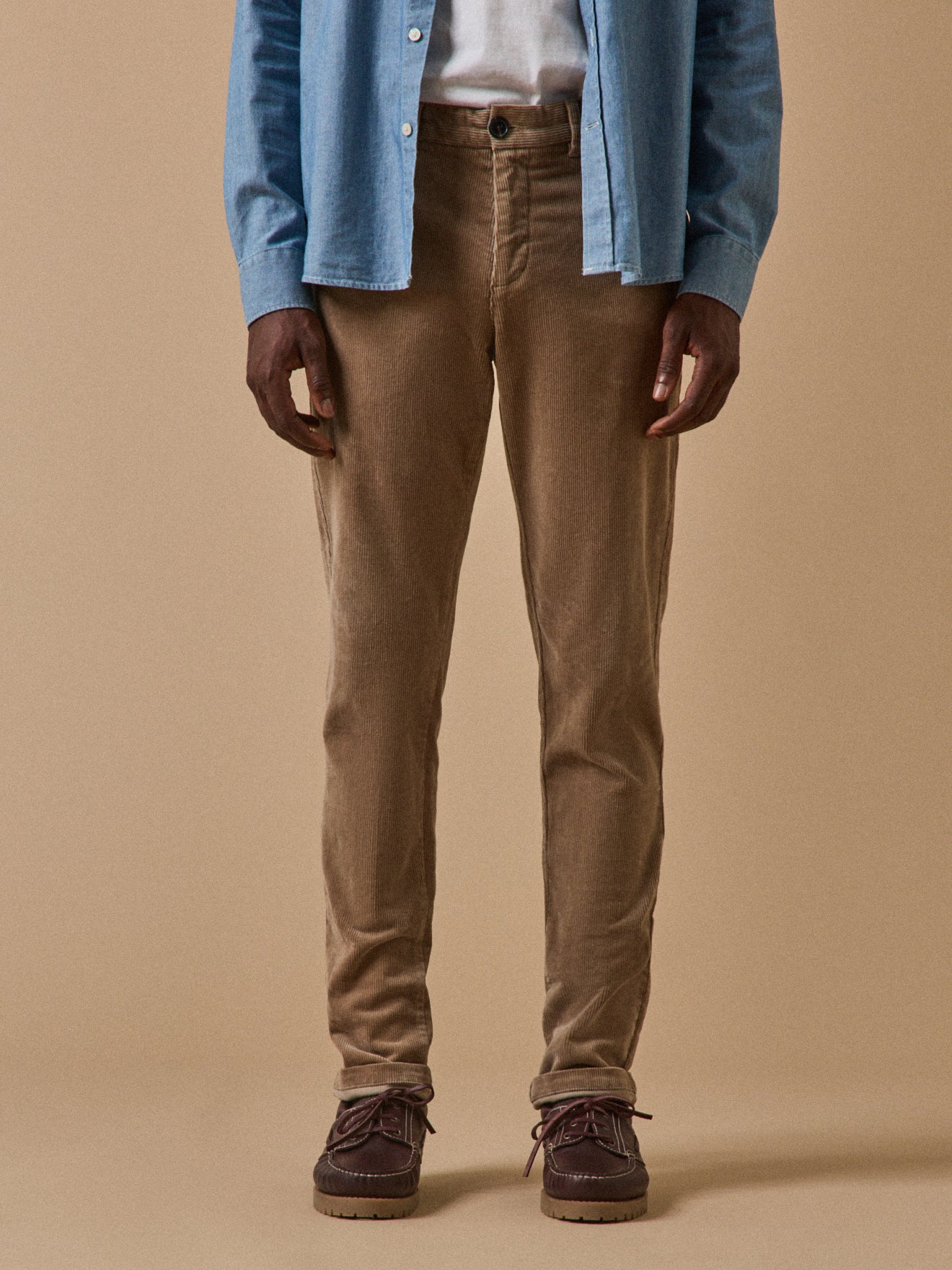 Regular Fit Herren-Chinohose aus Velours