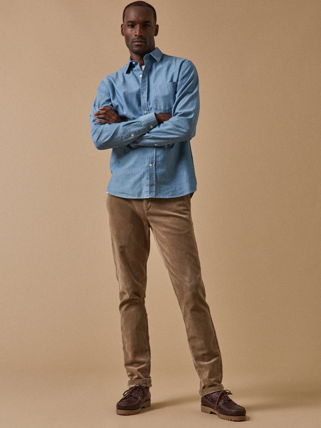 Regular Fit Herren-Chinohose aus Velours