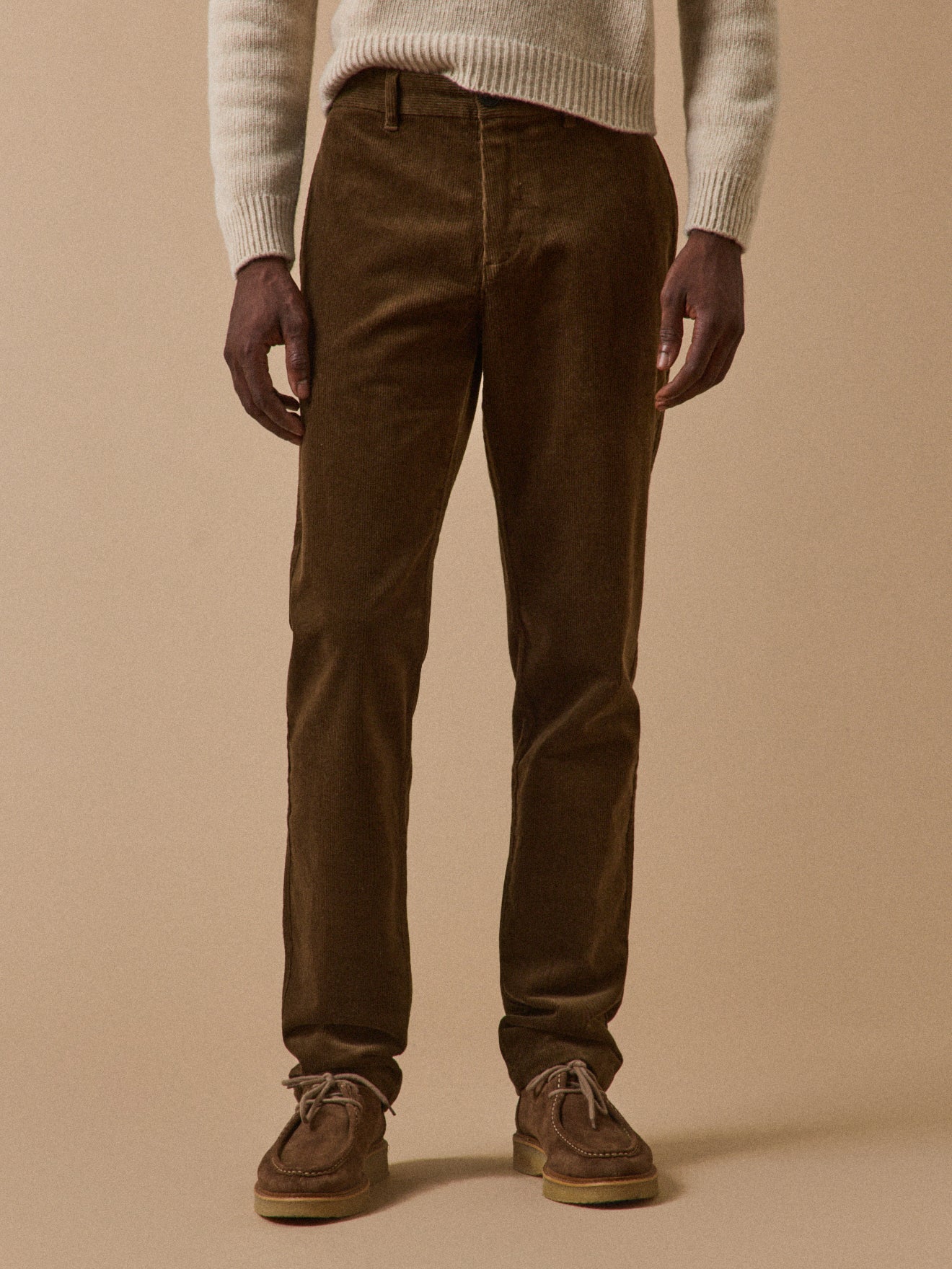 Regular Fit Herren-Chinohose aus Velours