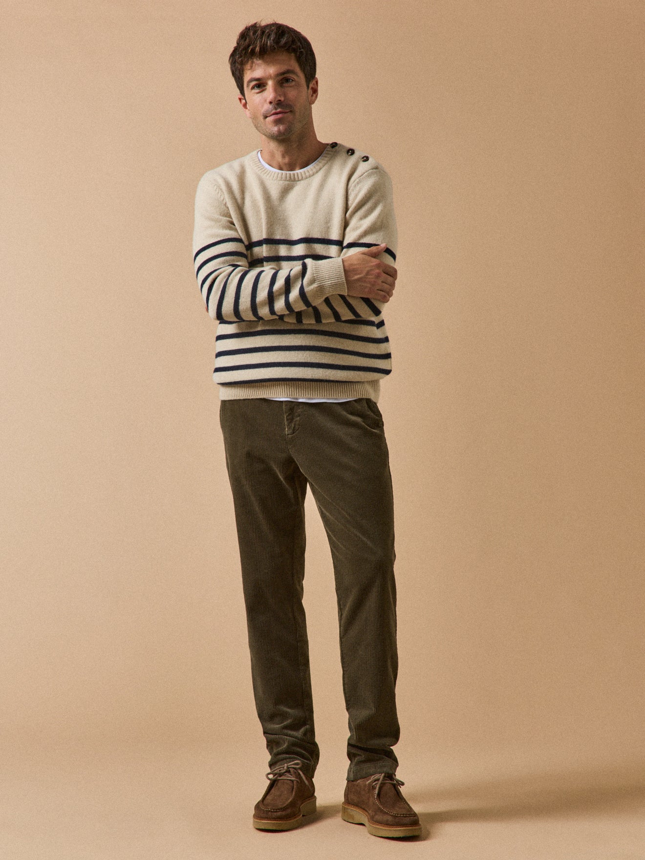 Pantalon taille élastiquée velours grosses côtes homme