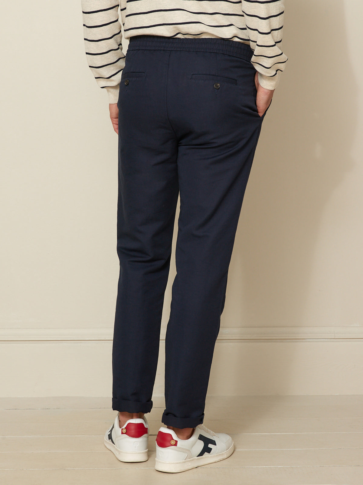 Pantalon taille élastiquée homme lin et coton
