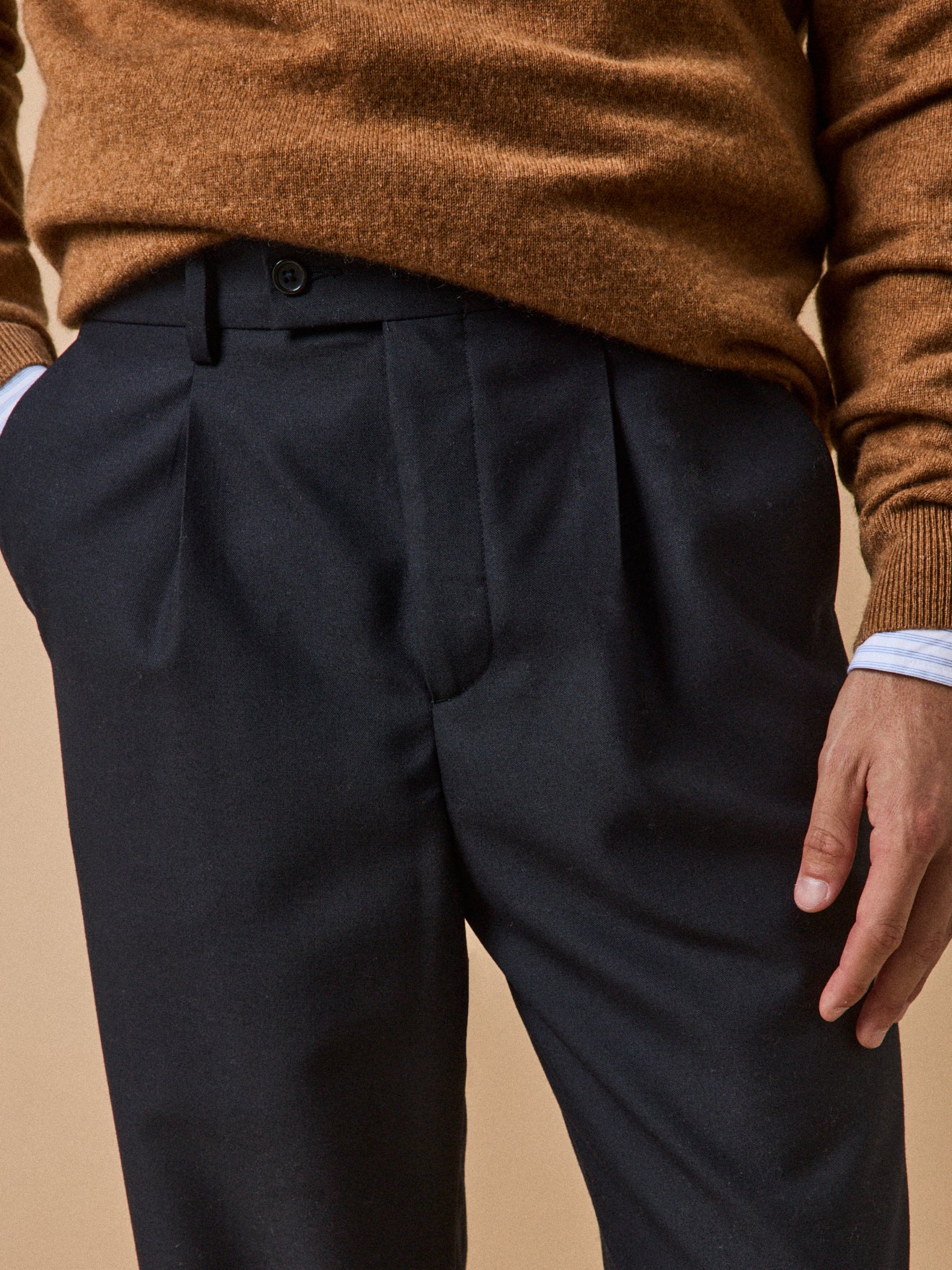 Pantalon à pinces lainage uni homme