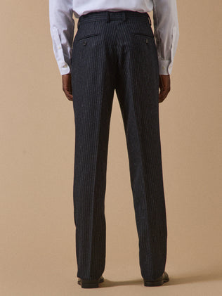 Pantalon de costume lainage rayé homme