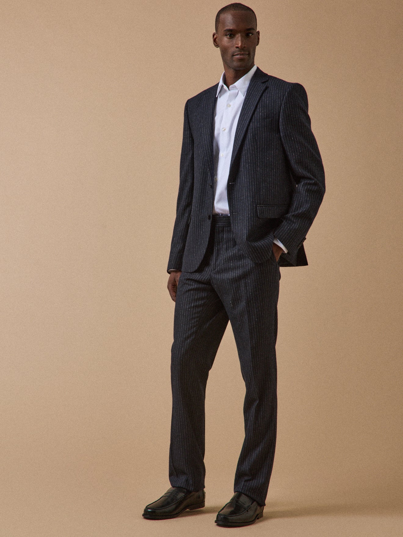Gestreifte Herren-Anzughose aus Wolltuch