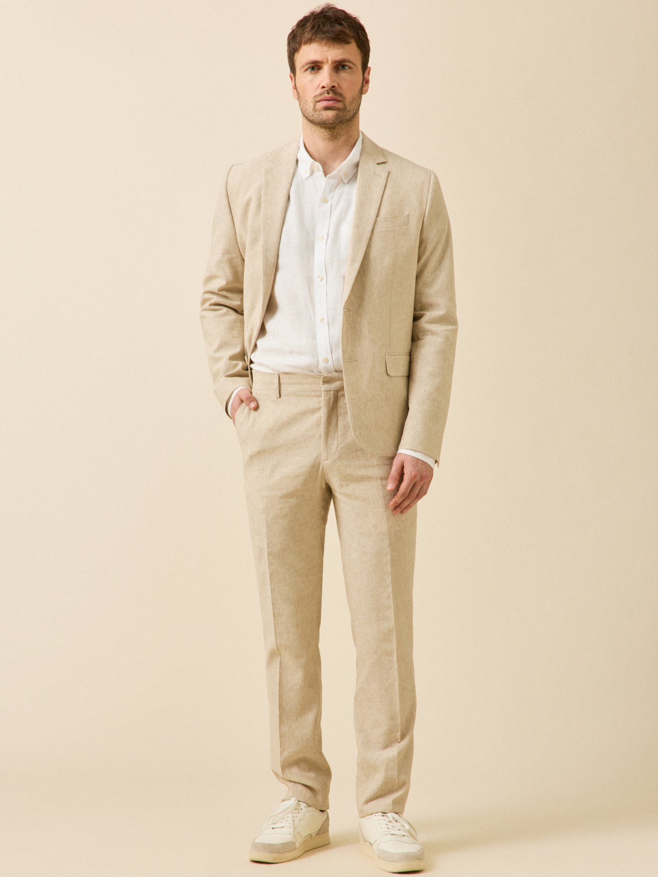 Pantalon de costume homme lin mélangé