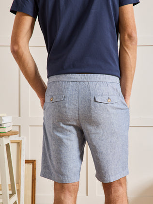 Herren-Bermudas aus Baumwolle und Leinen mit Stretch-Anteil mit Elastikbund