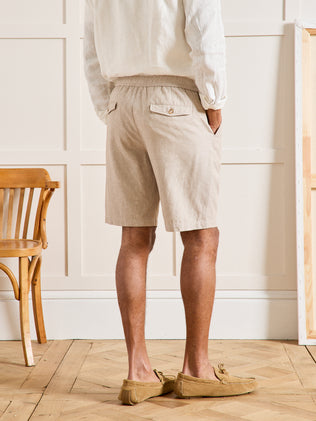 Herren-Bermudas aus Baumwolle und Leinen mit Stretch-Anteil mit Elastikbund