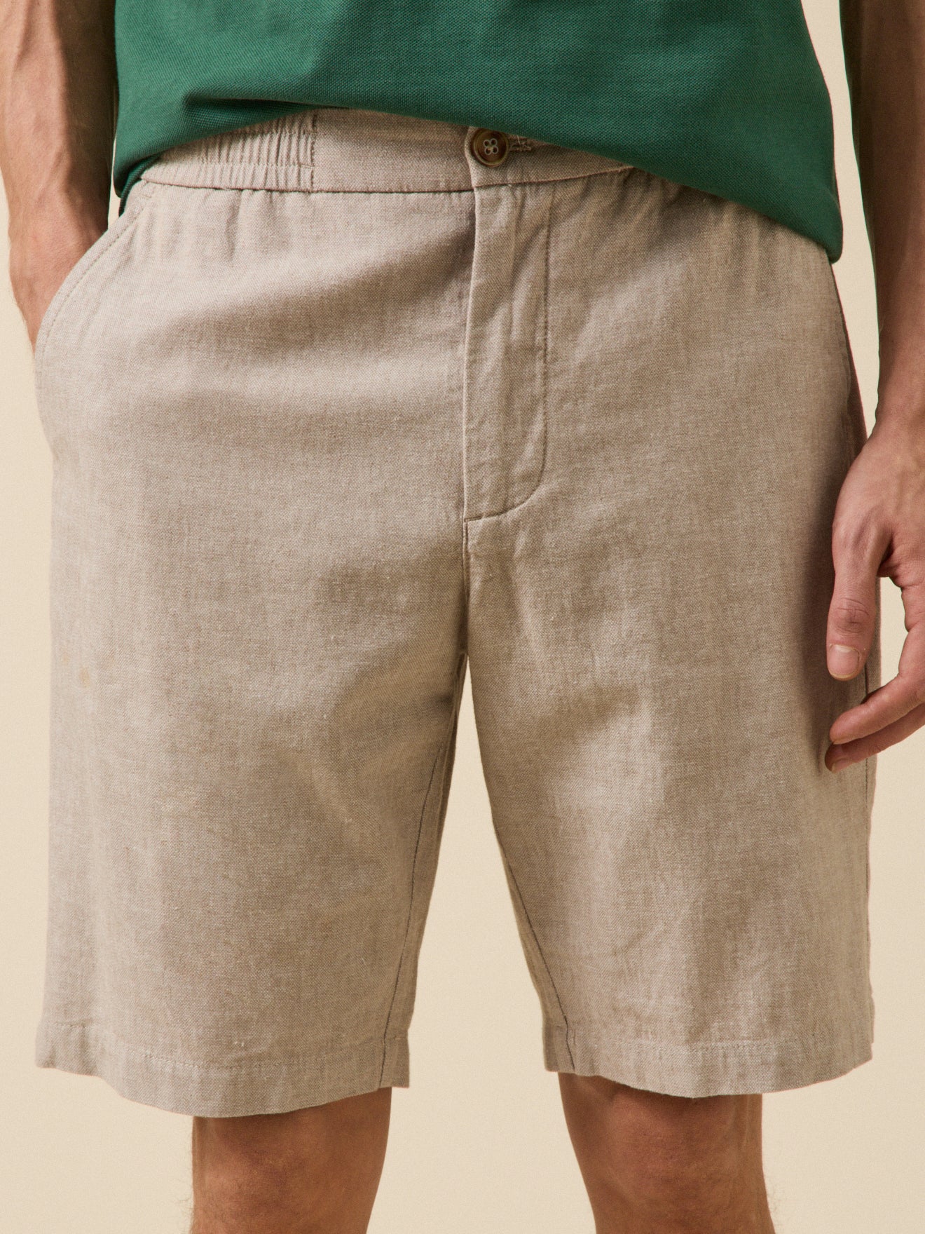 Herren-Bermudas aus Baumwolle und Leinen mit Stretch-Anteil mit Elastikbund