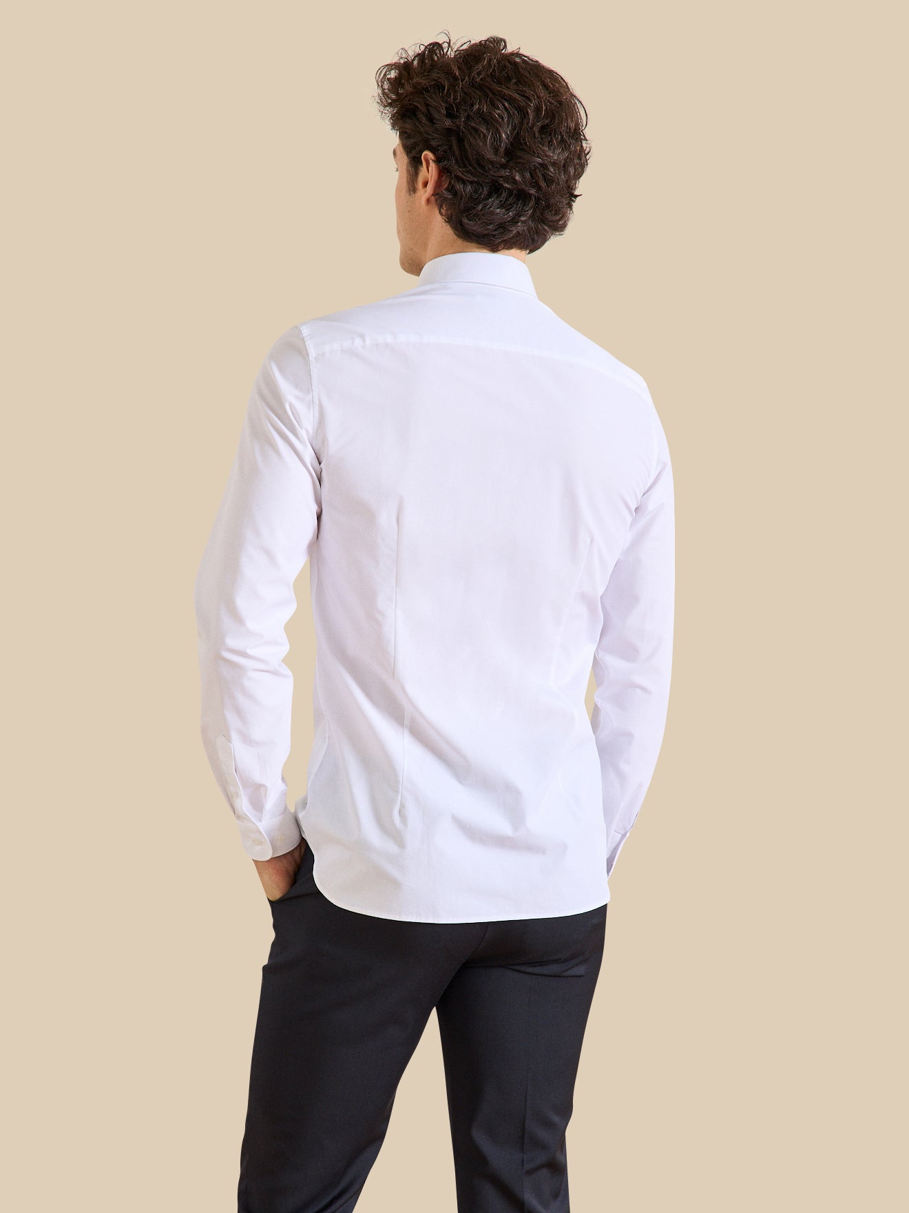 Einfarbiges Herren Slim Fit Hemd aus Easy Care-Popeline