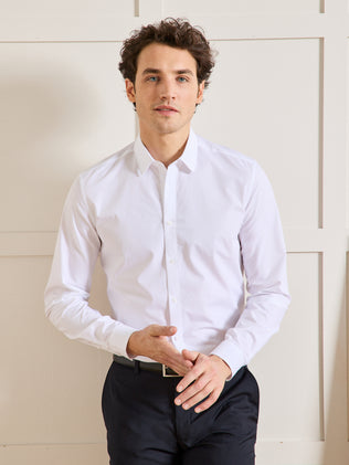 Einfarbiges Herren Slim Fit Hemd aus Easy Care-Popeline