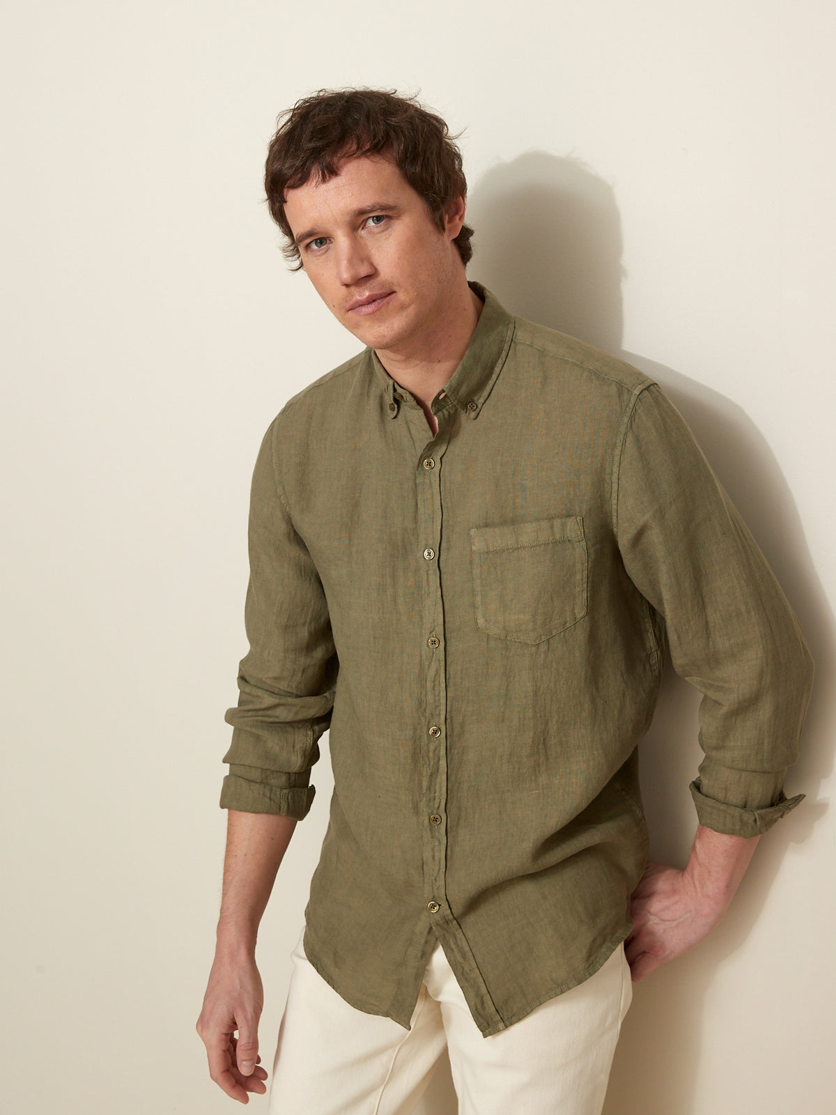 Chemise Regular Fit lin uni homme