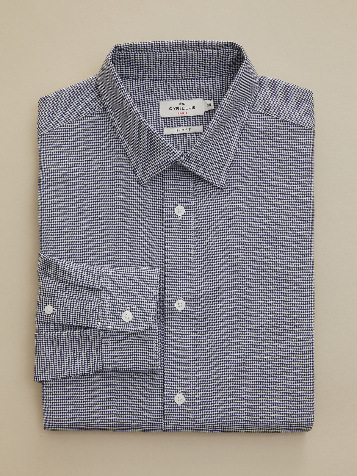 Chemise motif pied-de-puce Slim Fit homme non iron