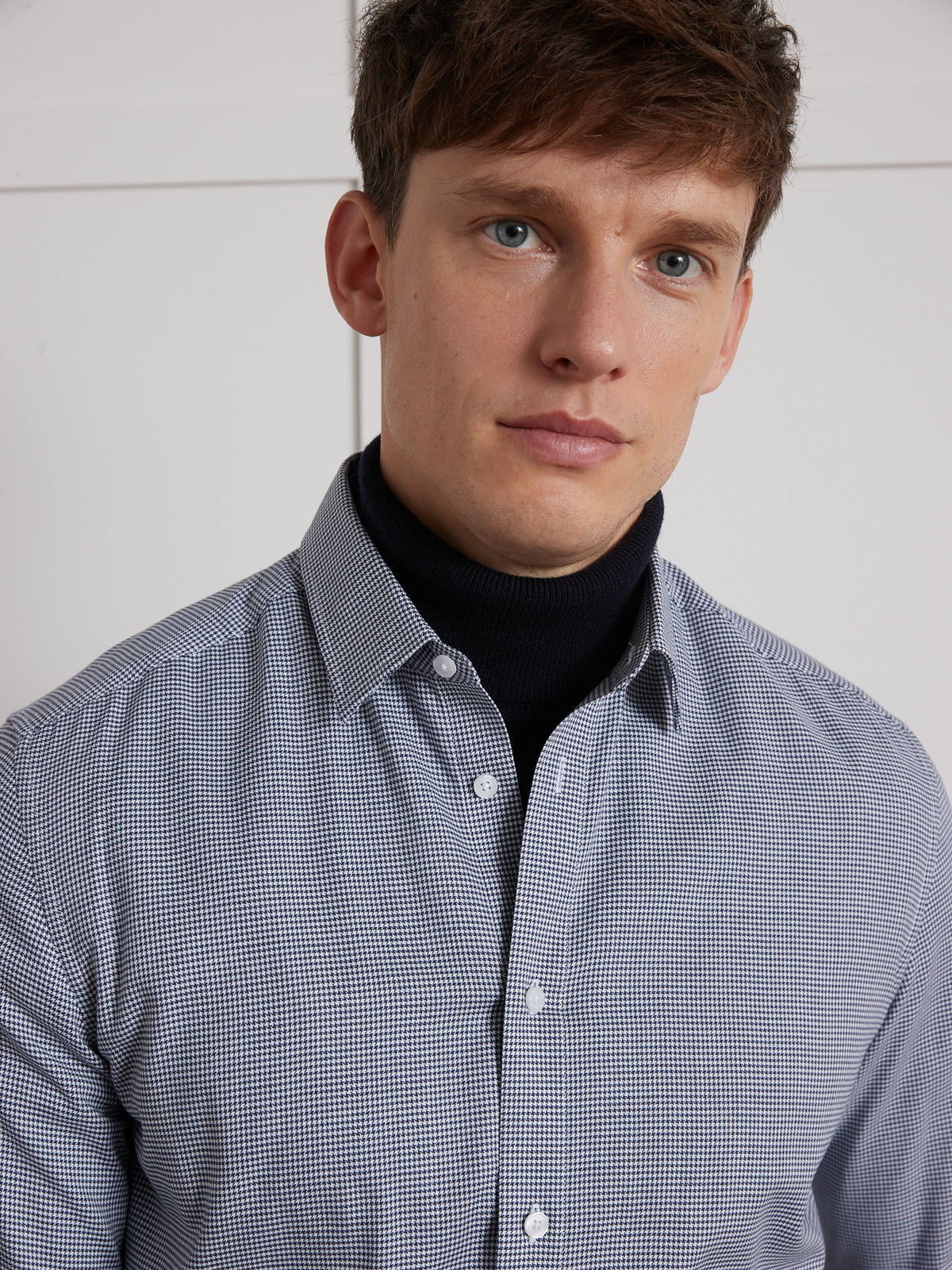 Chemise motif pied-de-puce Slim Fit homme non iron