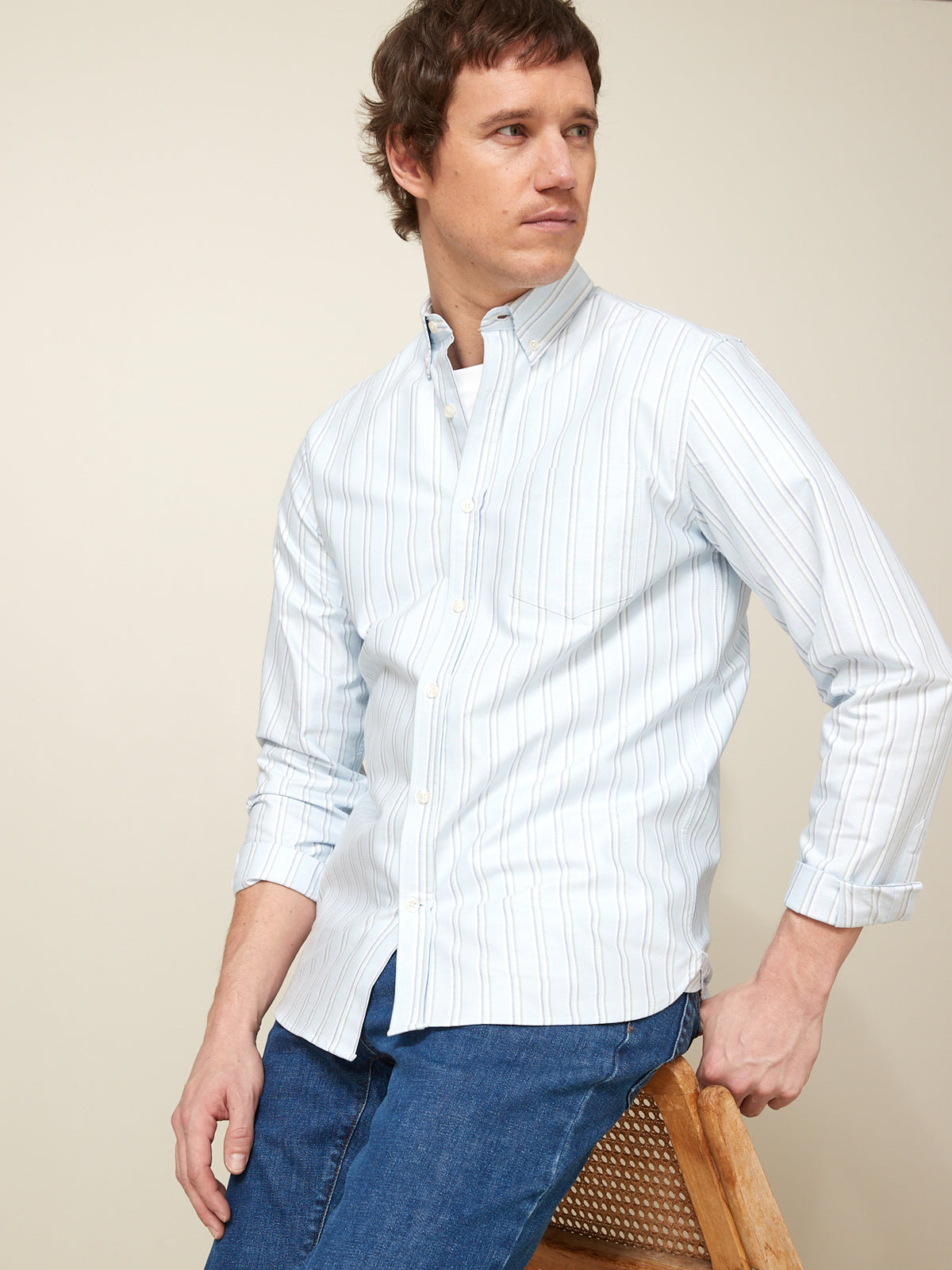 Gestreiftes Regular Fit Herren Oxford-Hemd
