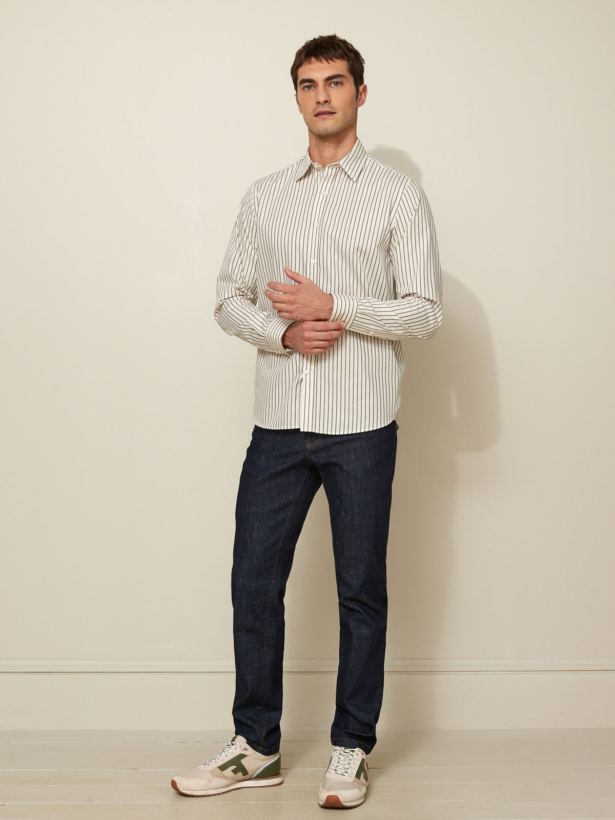 Gestreiftes Regular Fit Hemd aus Popeline