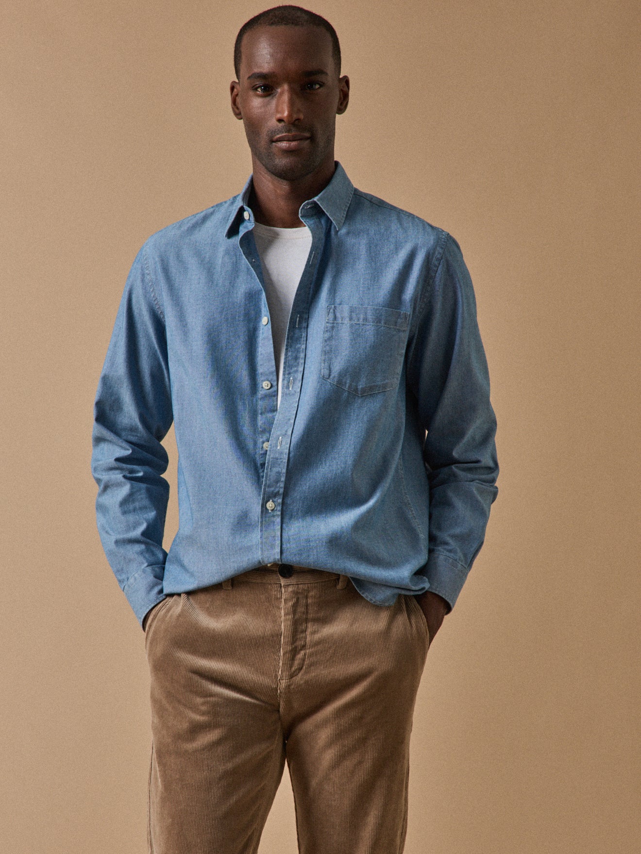 Regular Fit Herrenhemd aus Chambray