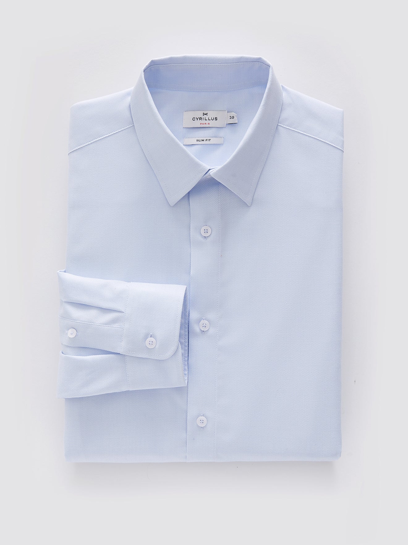 Einfarbiges Slim Fit Herrenhemd aus Pinpoint-Stoff