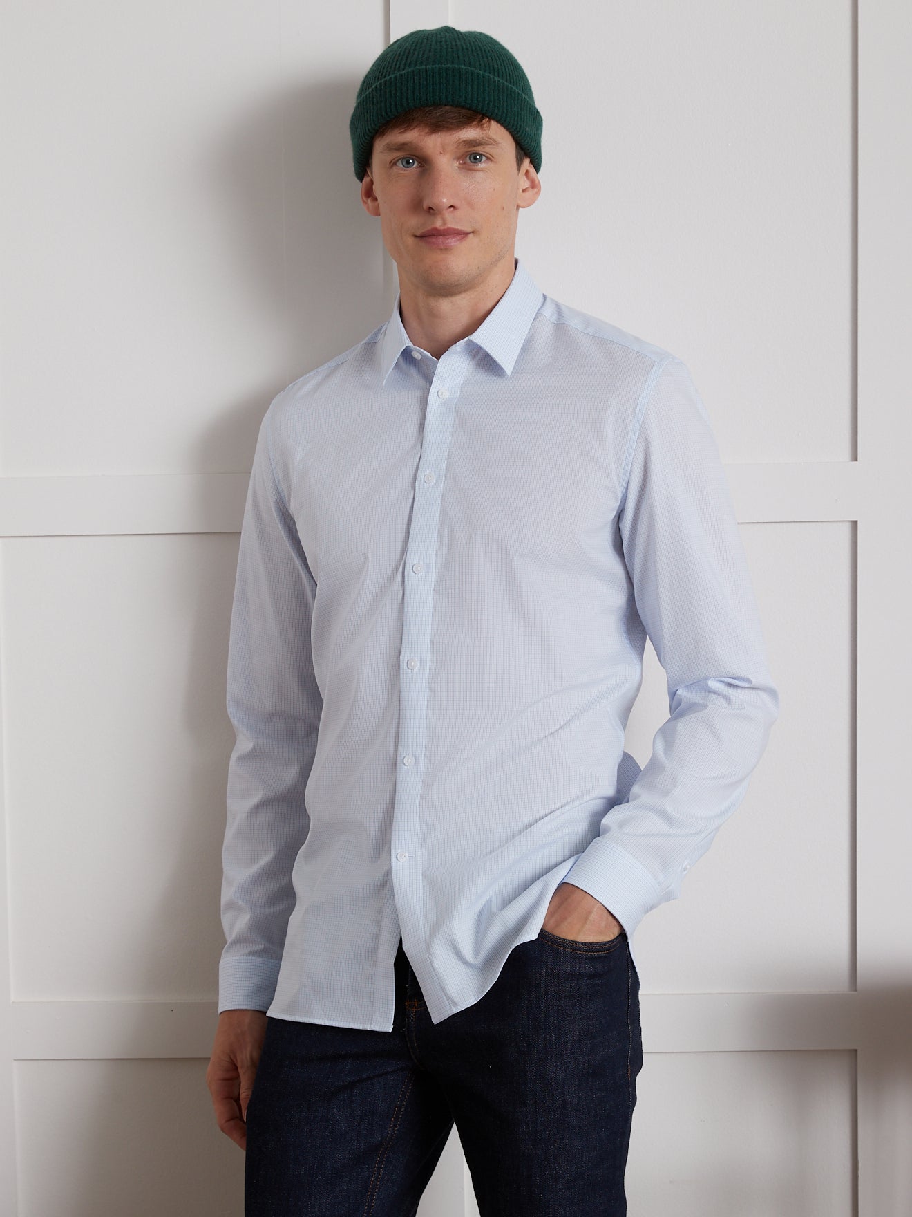 Slim Fit Herrenhemd mit kleinen Karos