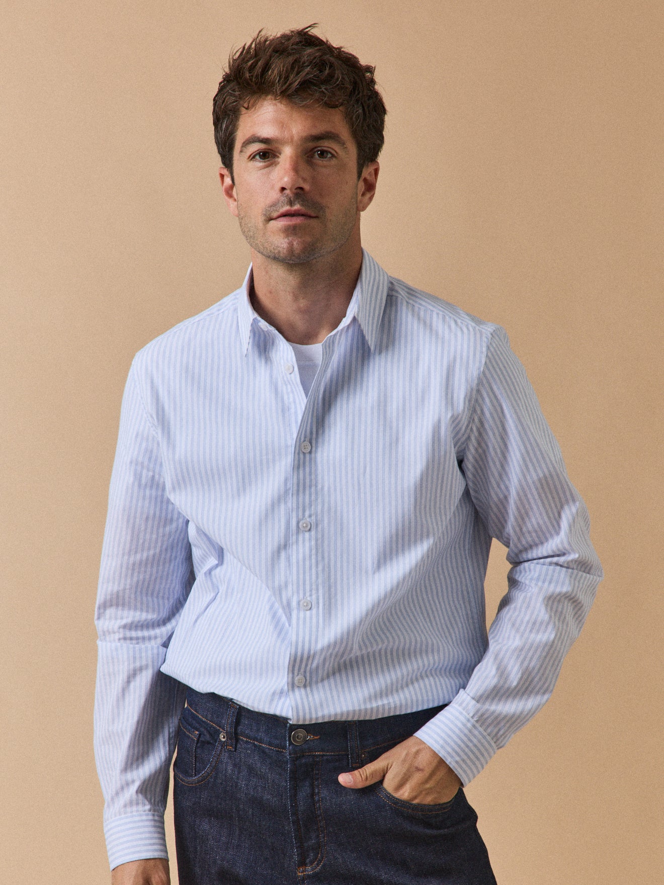 Chemise popeline rayée Slim Fit homme