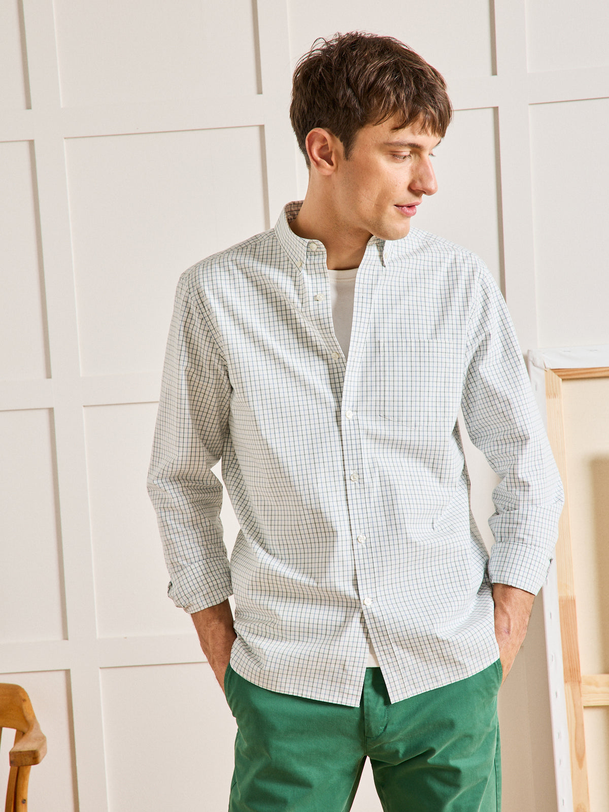 Chemise popeline carreaux Tattersall Regular Fit homme