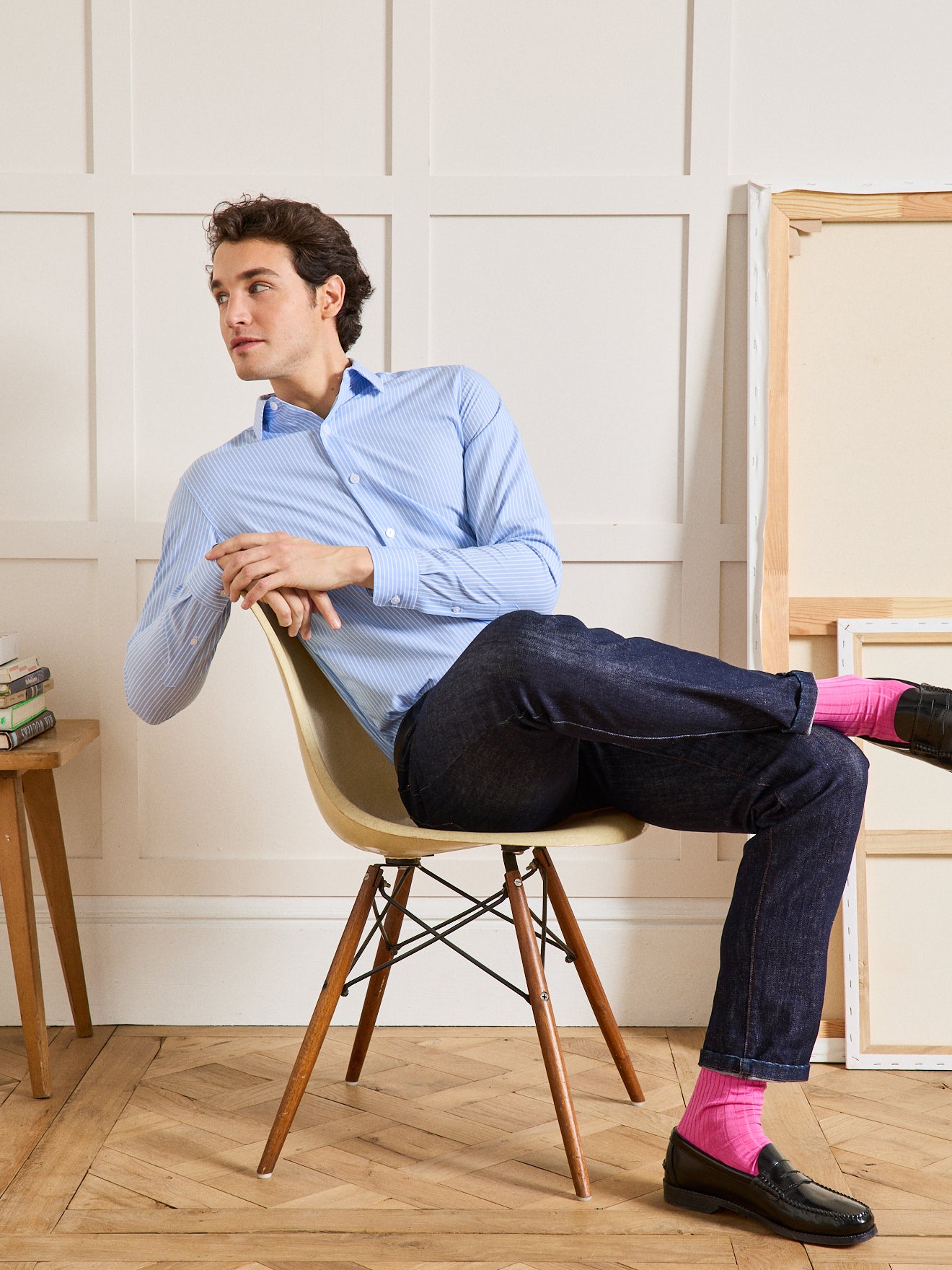 Chemise popeline rayée Slim Fit homme