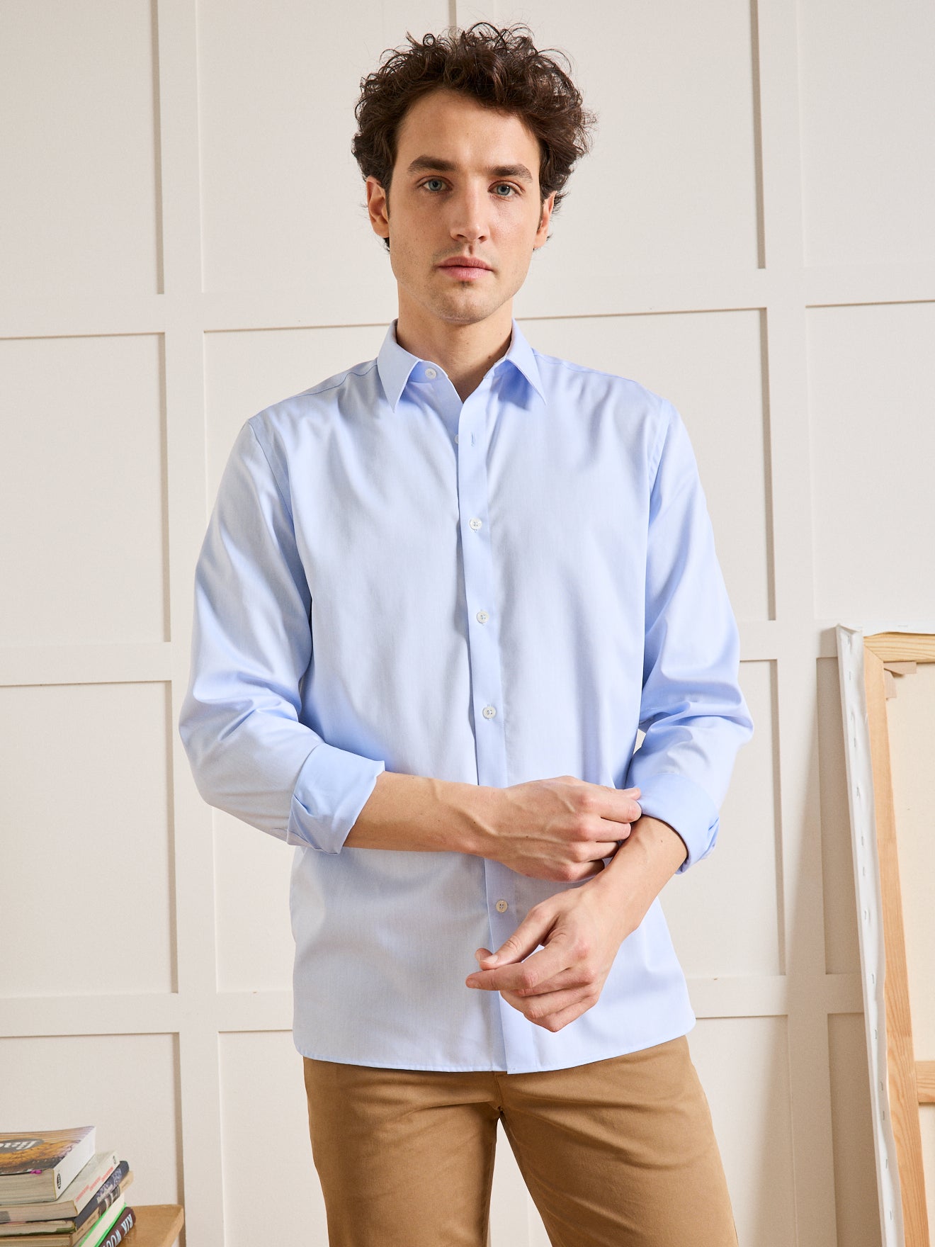 Chemise unie coton twill Regular Fit homme non iron