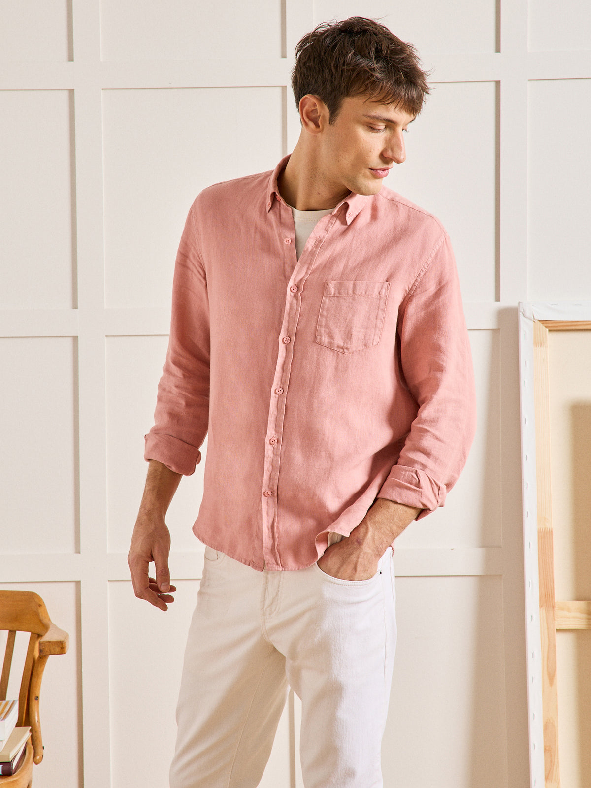 Chemise lin uni Regular Fit homme