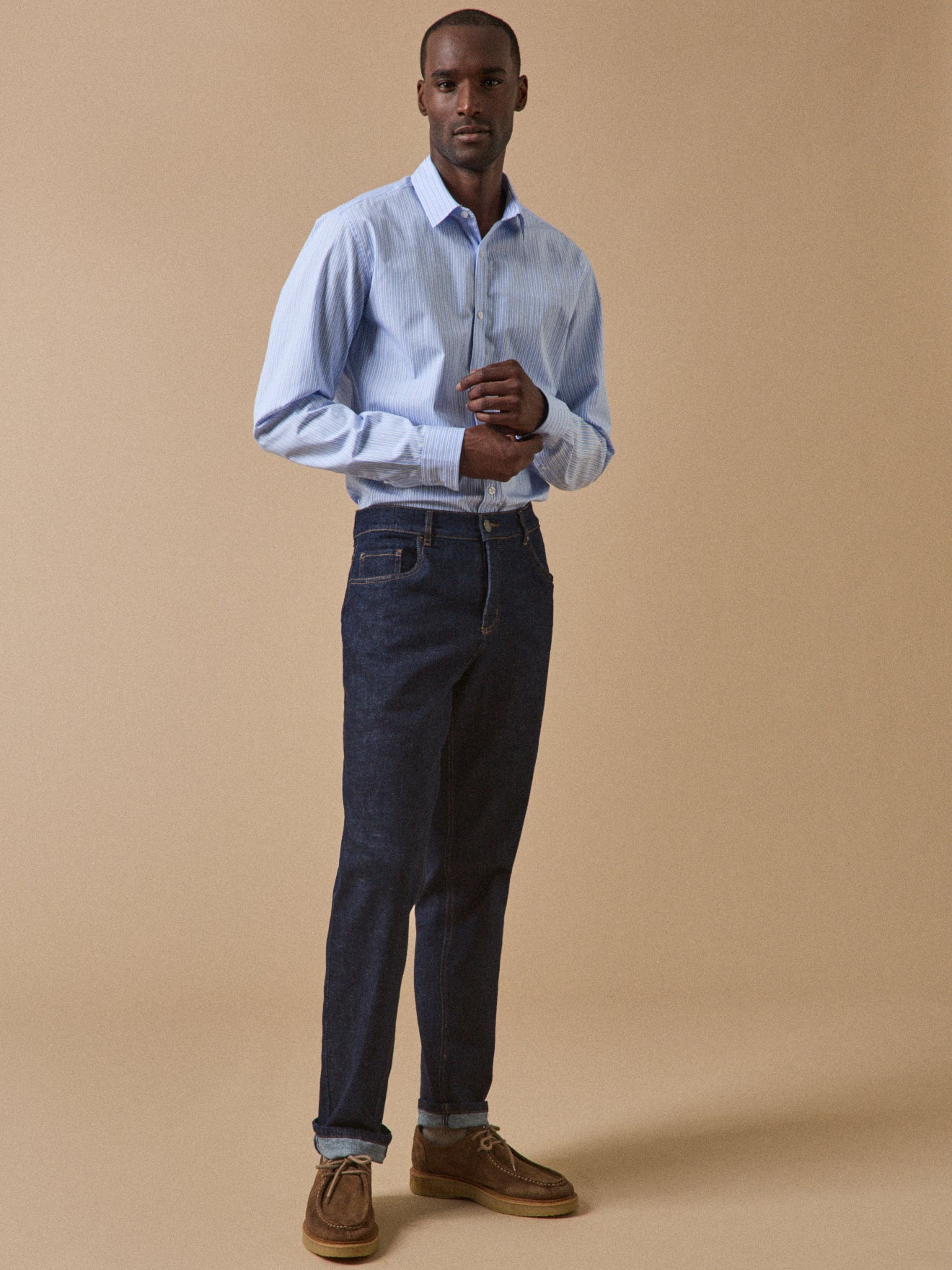 Gestreiftes Herrenhemd aus Popeline in enger Passform