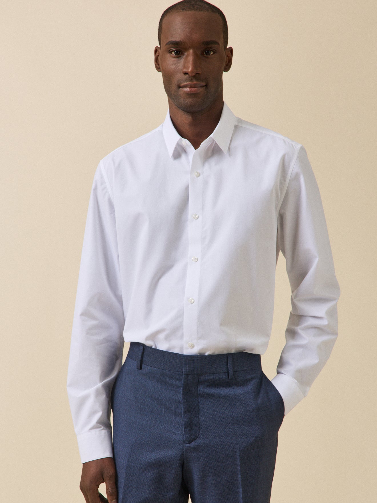 Chemise popeline unie homme coupe contemporaine