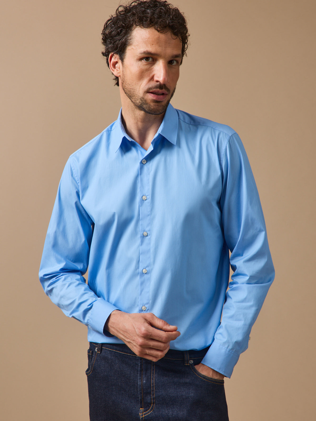Chemise popeline unie homme - coupe contemporaine