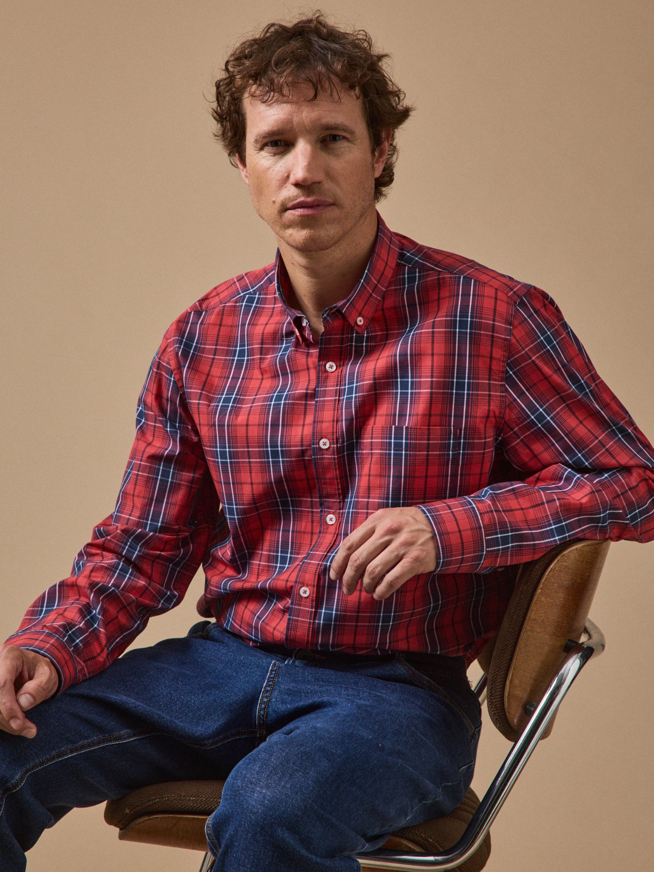 Chemise popeline carreaux homme - coupe contemporaine