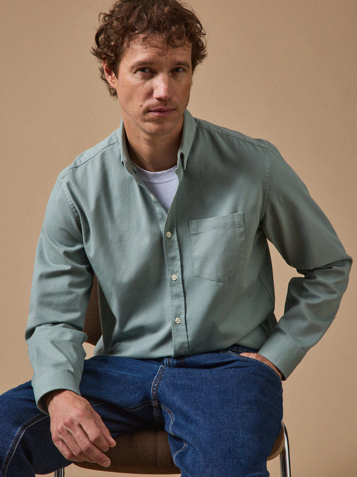 Chemise twill délavé homme - coupe contemporaine